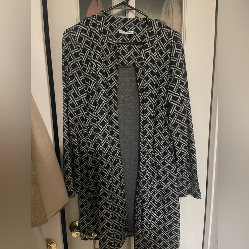 Black and White Patterned Women's Sweater/Coat